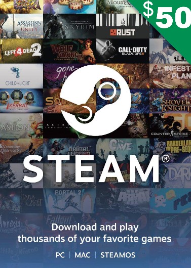 Carte Cadeau Steam 50 USD (USA / Convertible)